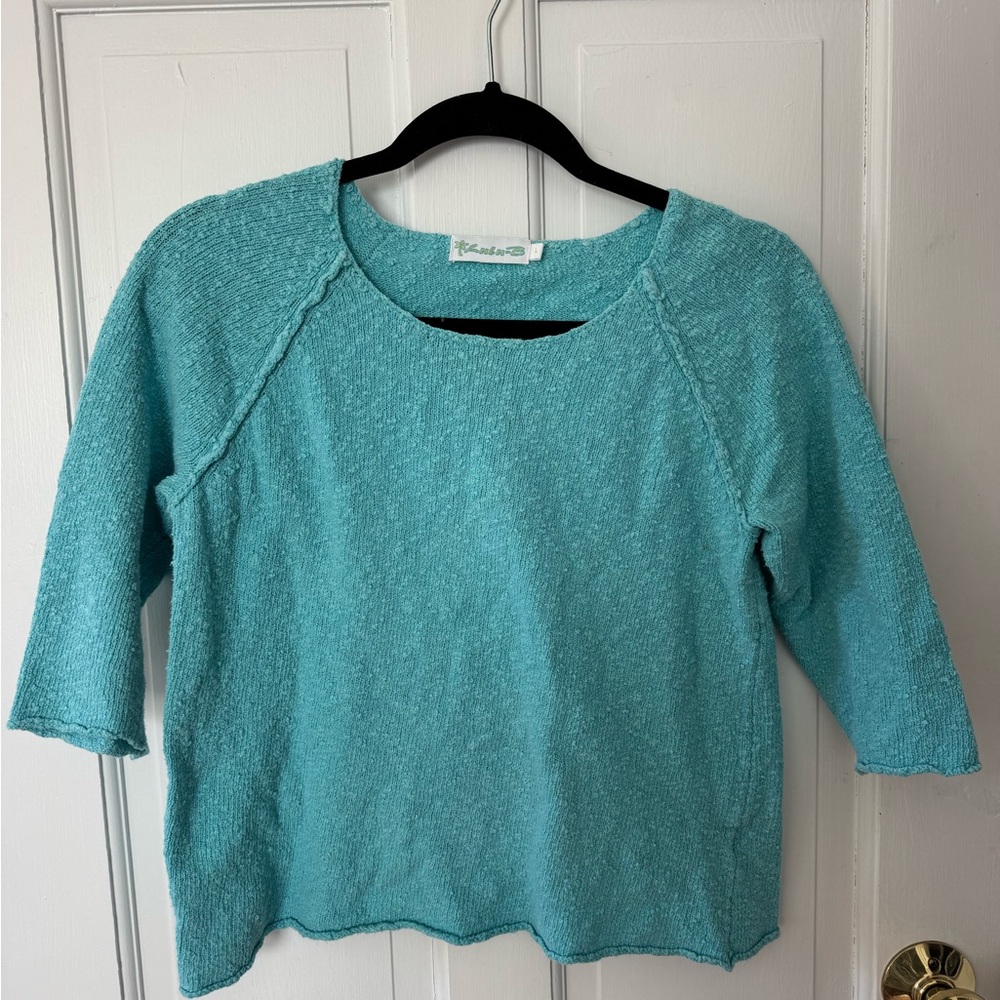 Lulu-B Light Teal Crewneck Pullover Sweater